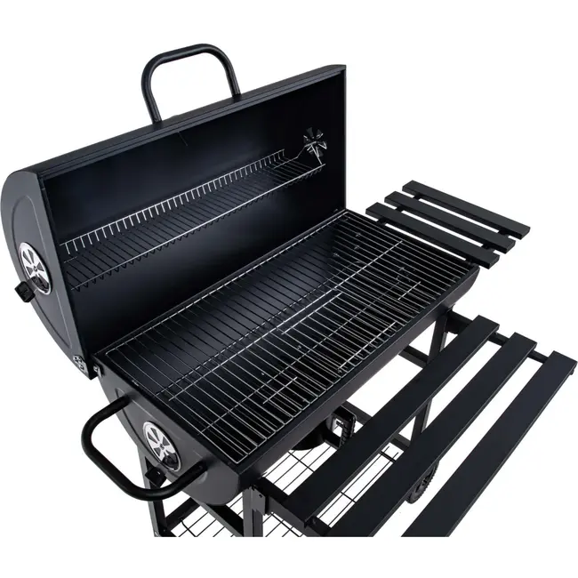 GEKO Barbecue met Thermometer - Vatenmodel - Opvouwbare Planken - Zwart - 71x45 cm Grillrooster