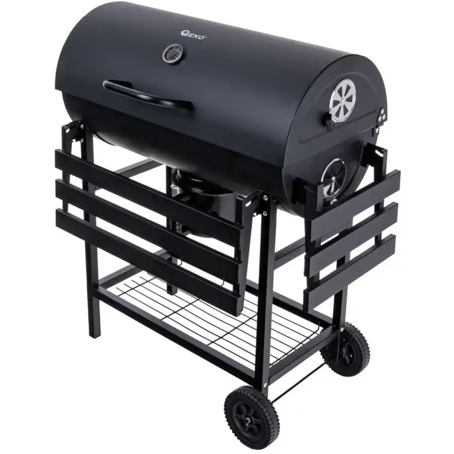 GEKO Barbecue met Thermometer - Vatenmodel - Opvouwbare Planken - Zwart - 71x45 cm Grillrooster