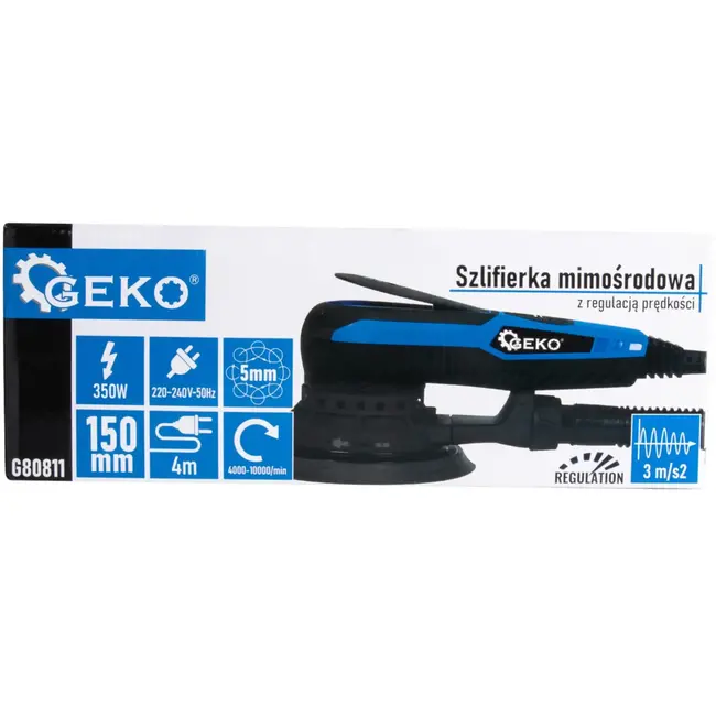 GEKO 150mm elektrische schuurmachine - borstelloos - 350W - ergonomisch ontwerp - stofafzuiging