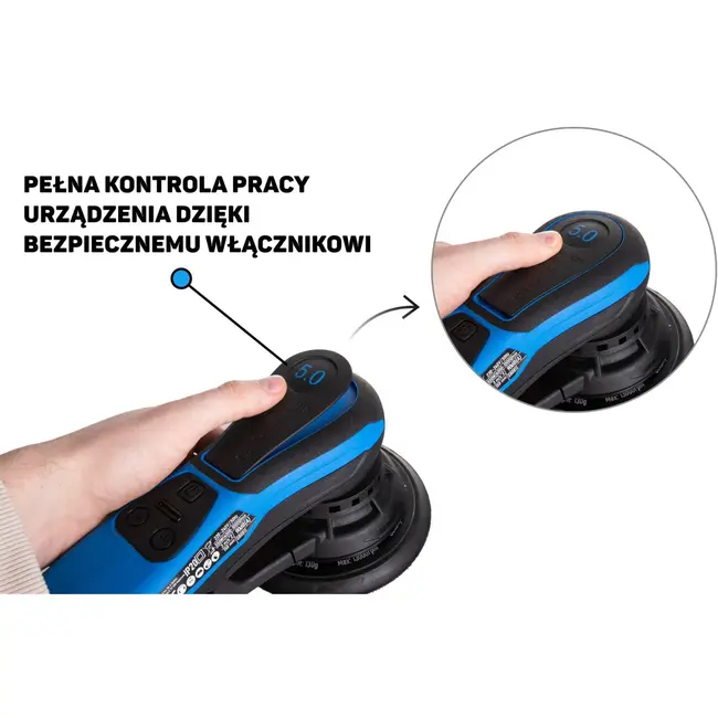 GEKO 150mm elektrische schuurmachine - borstelloos - 350W - ergonomisch ontwerp - stofafzuiging