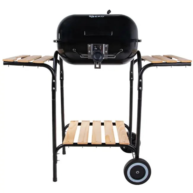 GEKO Verstelbare houtskoolbarbecue - 40x40 cm - Met zijplanken en luchtcirculatiecontrole