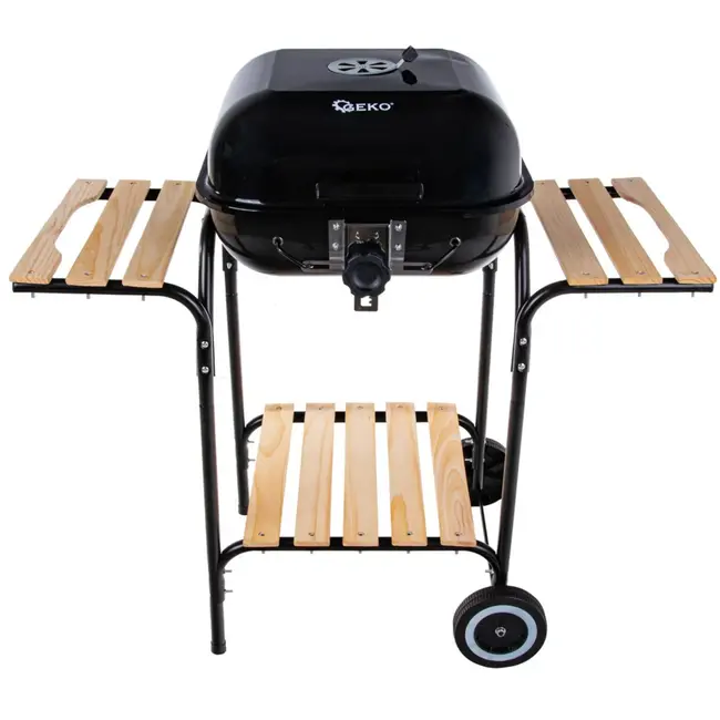 GEKO Verstelbare houtskoolbarbecue - 40x40 cm - Met zijplanken en luchtcirculatiecontrole