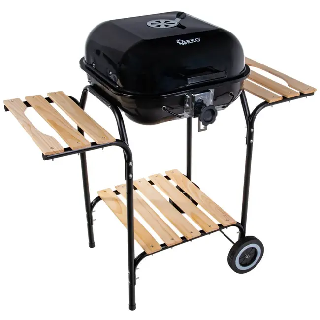 GEKO Verstelbare houtskoolbarbecue - 40x40 cm - Met zijplanken en luchtcirculatiecontrole
