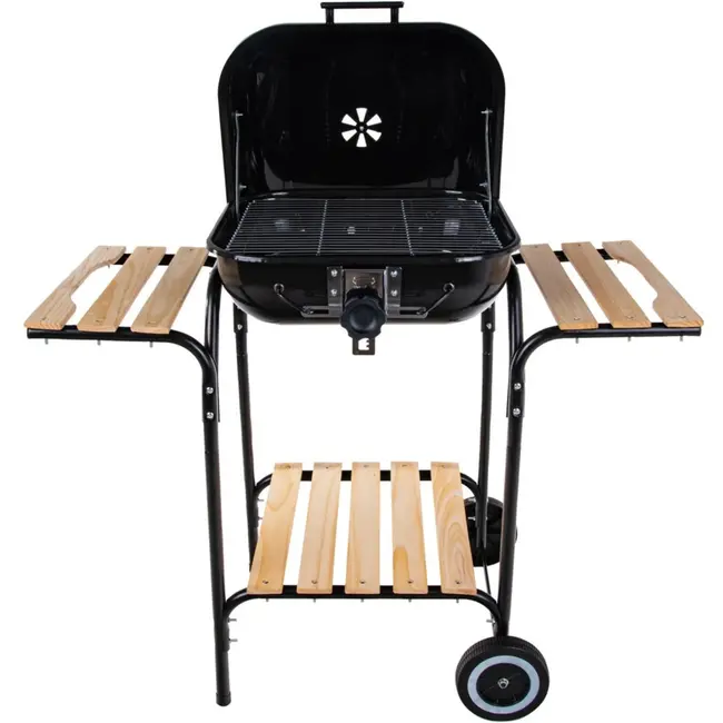 GEKO Verstelbare houtskoolbarbecue - 40x40 cm - Met zijplanken en luchtcirculatiecontrole