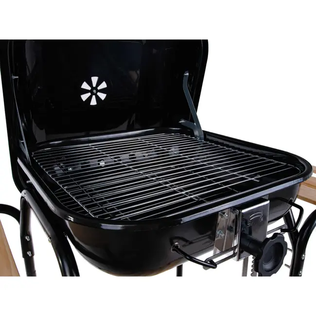 GEKO Verstelbare houtskoolbarbecue - 40x40 cm - Met zijplanken en luchtcirculatiecontrole