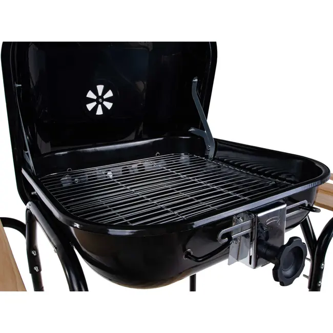 GEKO Verstelbare houtskoolbarbecue - 40x40 cm - Met zijplanken en luchtcirculatiecontrole