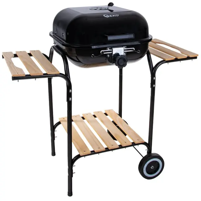 GEKO Verstelbare houtskoolbarbecue - 40x40 cm - Met zijplanken en luchtcirculatiecontrole