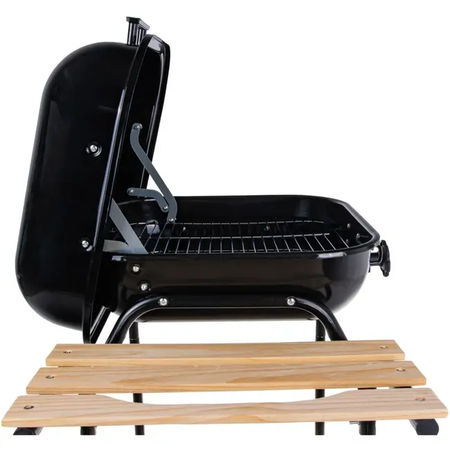 GEKO Verstelbare houtskoolbarbecue - 40x40 cm - Met zijplanken en luchtcirculatiecontrole