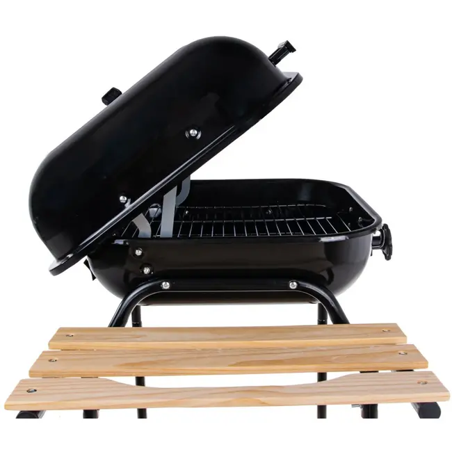 GEKO Verstelbare houtskoolbarbecue - 40x40 cm - Met zijplanken en luchtcirculatiecontrole