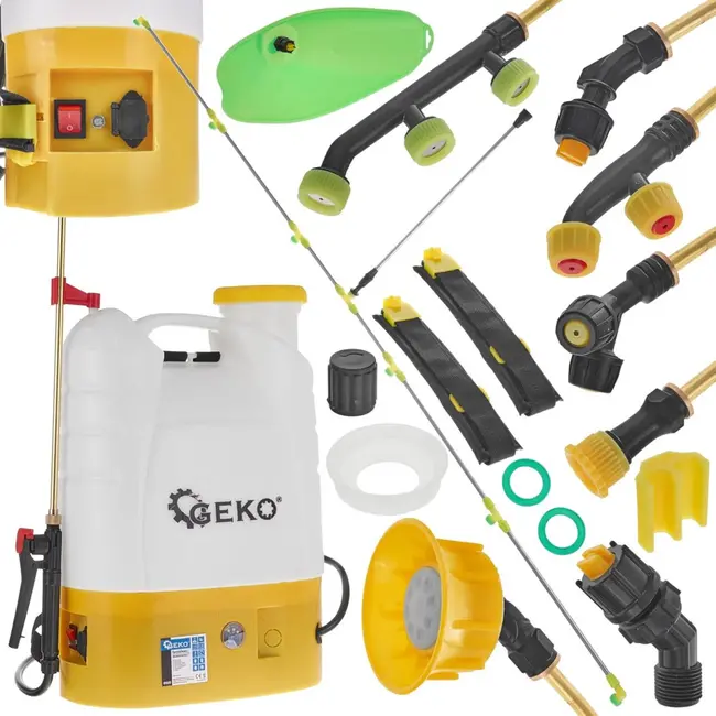 GEKO Accu rugspuit - 16 liter - 7 verstelbare sproeikoppen - Telescopische lans 100 cm - Inclusief oplader