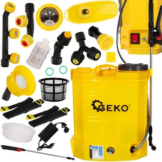 GEKO Accu-rugsproeier - 12L - 7 verwisselbare sproeikoppen - Verstelbare lans tot 100 cm - Comfortabele draagriemen