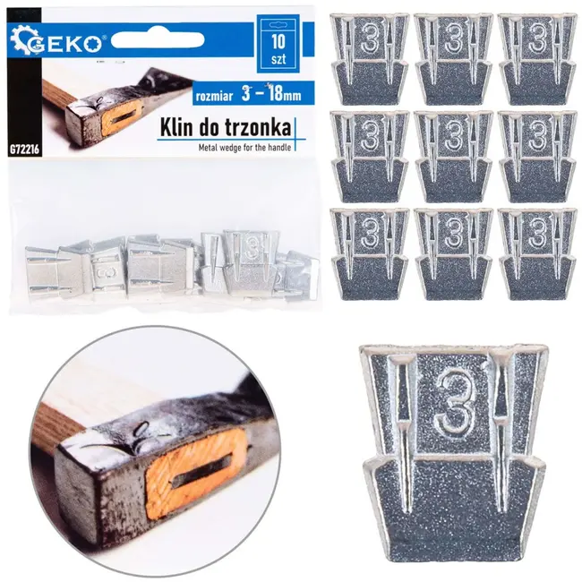 GEKO Wiggen voor steelmaat 3 - Metalen wiggen - Set van 10 stuks - 3 mm dikte