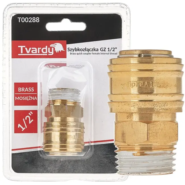 Tvardy Messing snelkoppeling - Vrouwelijk - 1/2" buitendraad - Duurzaam - Corrosiebestendig