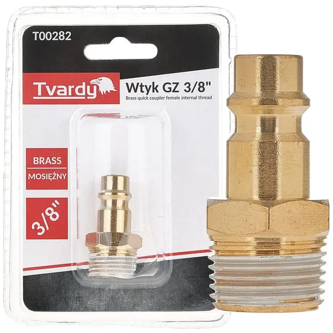 Tvardy Messing plug - externe draad 3/8" - corrosiebestendig - robuust ontwerp