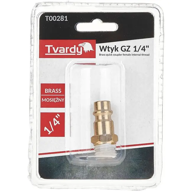 Tvardy Messing plug - externe schroefdraad - robuust - corrosiebestendig - 1/4"