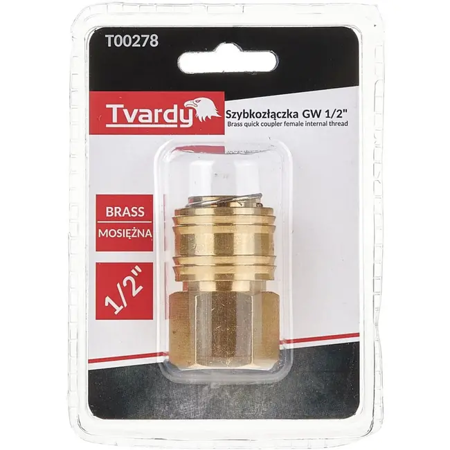 Tvardy Messing snelkoppeling - intern schroefdraad - 1/4" - duurzaam en corrosiebestendig