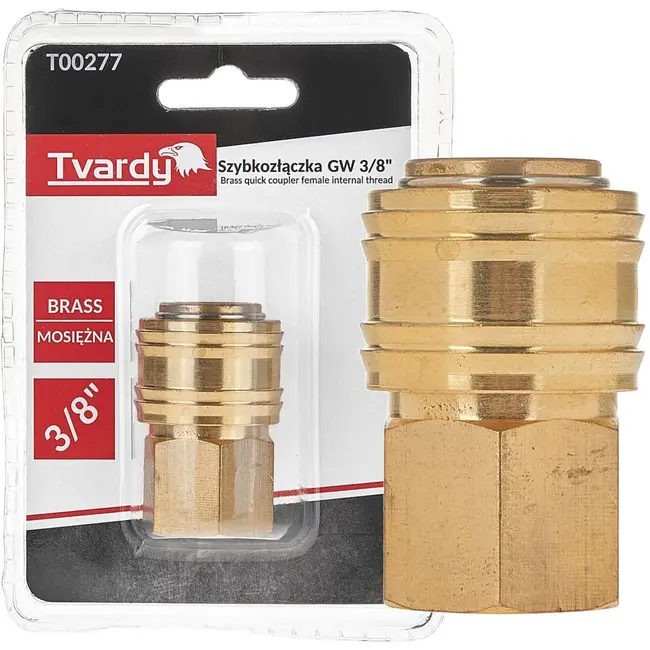 Tvardy Snelkoppeling vrouwelijk - messing - 3/8" binnendraad - duurzaam en corrosiebestendig