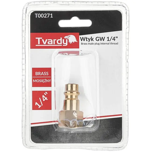 Tvardy Messing plug - interne schroefdraad - corrosiebestendig - 6,35 mm