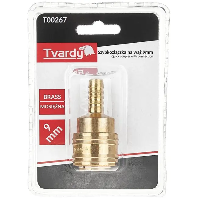 Tvardy Messing snelkoppeling - 9mm aansluiting - Corrosiebestendig - Duurzaam ontwerp