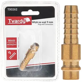 Tvardy Messing plug - pneumatische slang - corrosiebestendig - robuust - 9 mm aansluiting