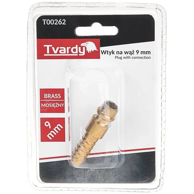 Tvardy Messing plug - pneumatische slang - corrosiebestendig - robuust - 9 mm aansluiting