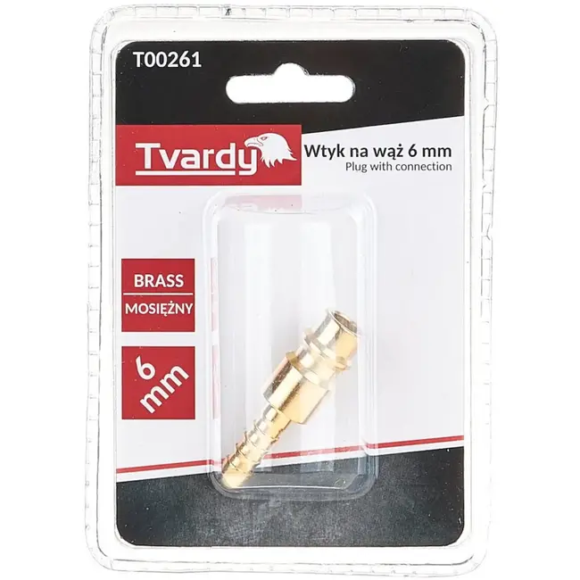 Tvardy Messing plug - pneumatische aansluiting - corrosiebestendig - 6 mm