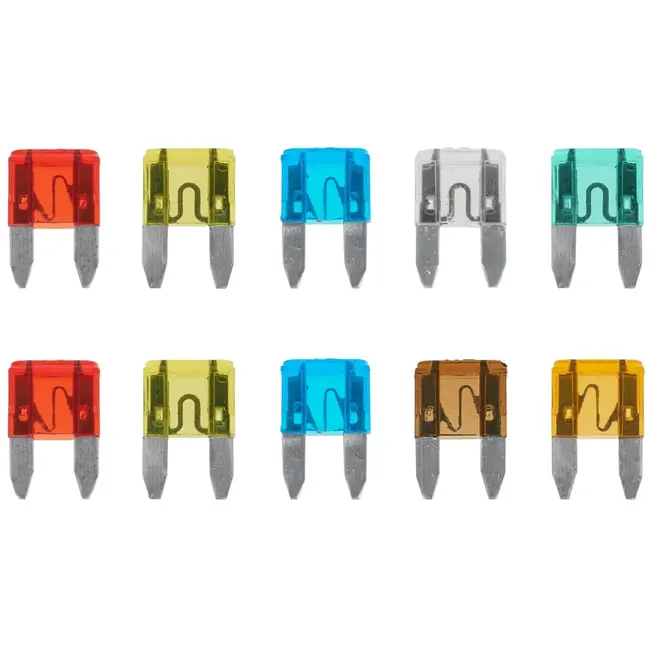 GEKO Mini zekeringenset - 10 stuks - Diverse ampères - Kleurgecodeerd - Voor voertuigen