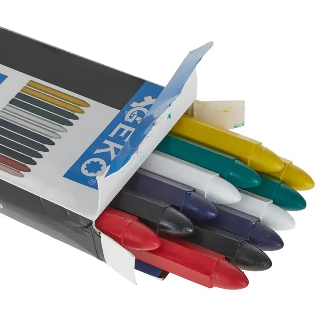 GEKO Set van 12 waterdichte bandenmarkeerkrijtjes - 6 kleuren - 120x12 mm