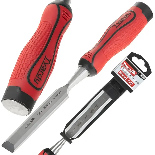 Tvardy Houtbeitel - Platte Snede - CrV Staal - 22 mm - Ergonomische Greep