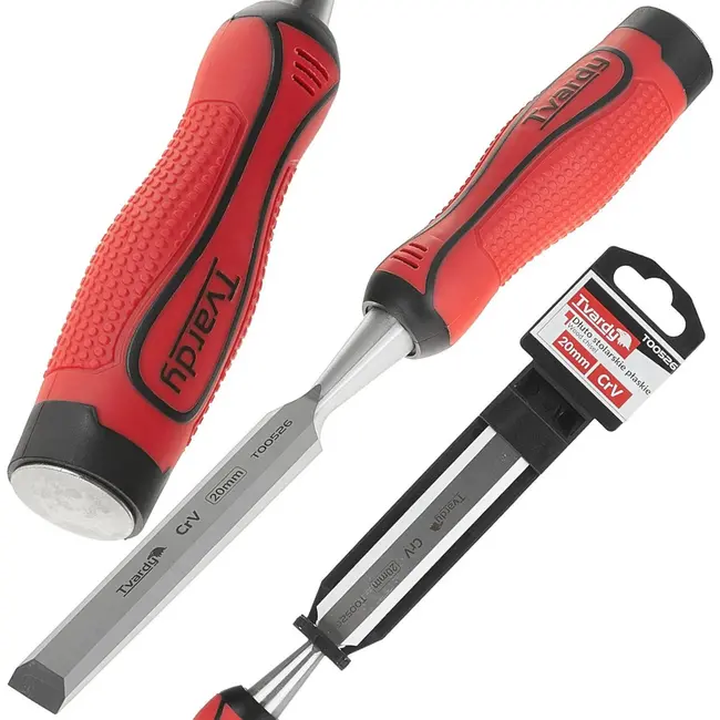Tvardy Houtbeitel - Plat - CrV Staal - Ergonomisch - 20 mm - Veiligheidsgreep