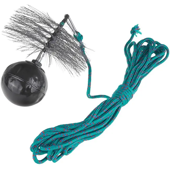 GEKO Ronde schoorsteenborstel - staal - 175 mm - met 10 m touw en gewicht