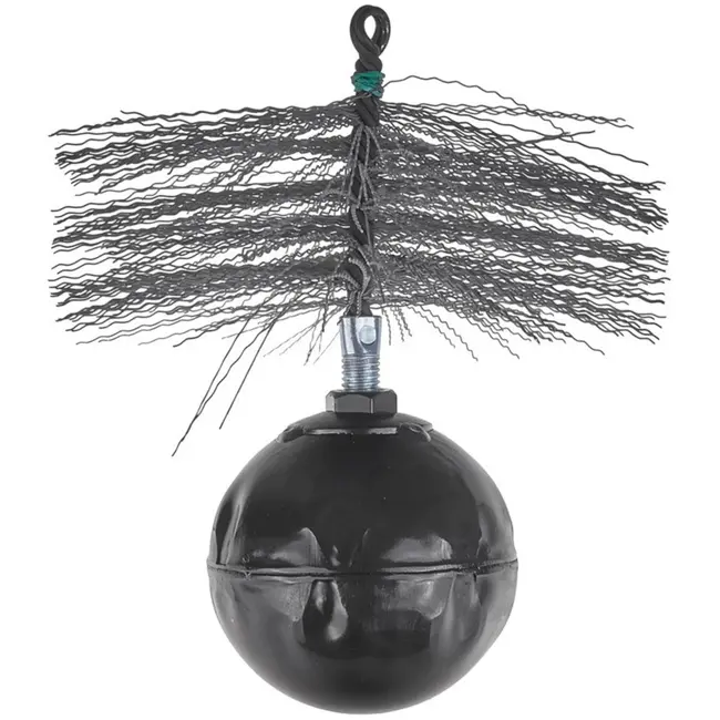 GEKO Ronde schoorsteenborstel - staal - 175 mm - met 10 m touw en gewicht