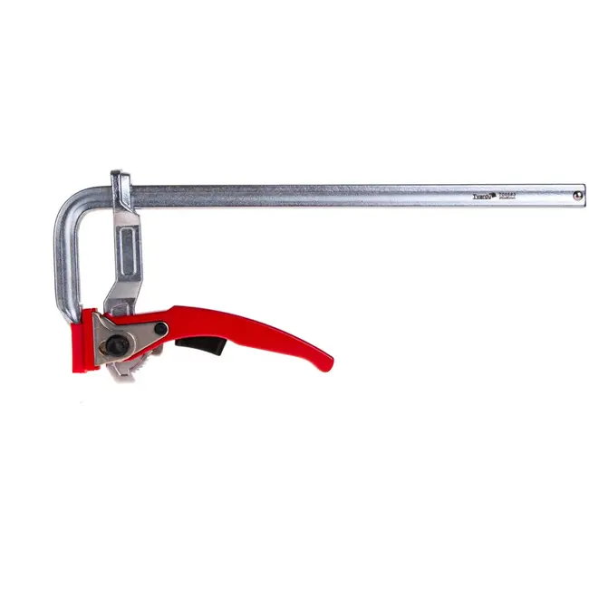 Tvardy Ratelsysteem houtbewerkingsklem - 250x80 mm - 500 kg klemkracht - Roestbestendig chroom - Beschermende kunststofkappen