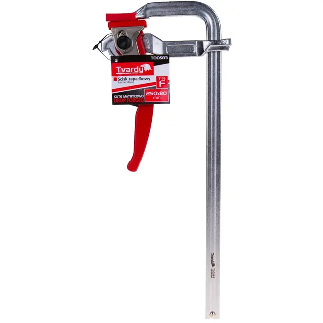 Tvardy Ratelsysteem houtbewerkingsklem - 250x80 mm - 500 kg klemkracht - Roestbestendig chroom - Beschermende kunststofkappen