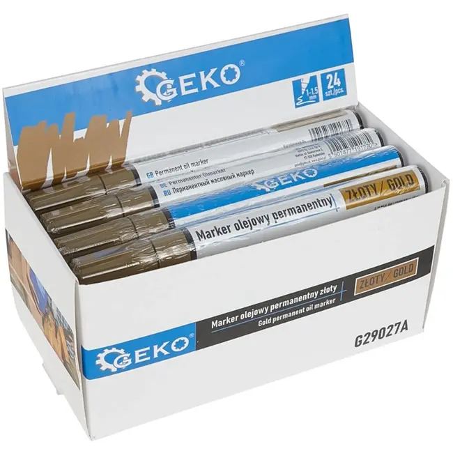 GEKO Goudkleurige permanente olieverf marker - duurzame dekking en veelzijdigheid - 24 stuks