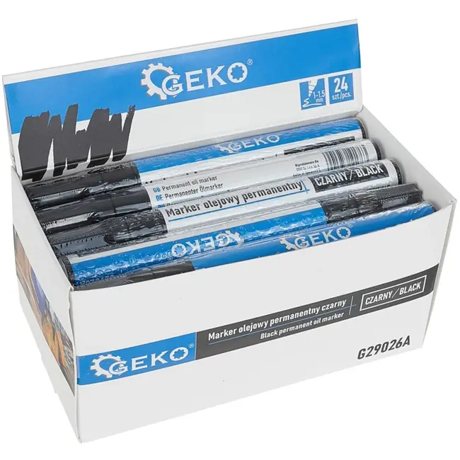 GEKO Zwarte permanente olieverfmarker - Duurzaam - Veelzijdig - Weerbestendig - 24 stuks