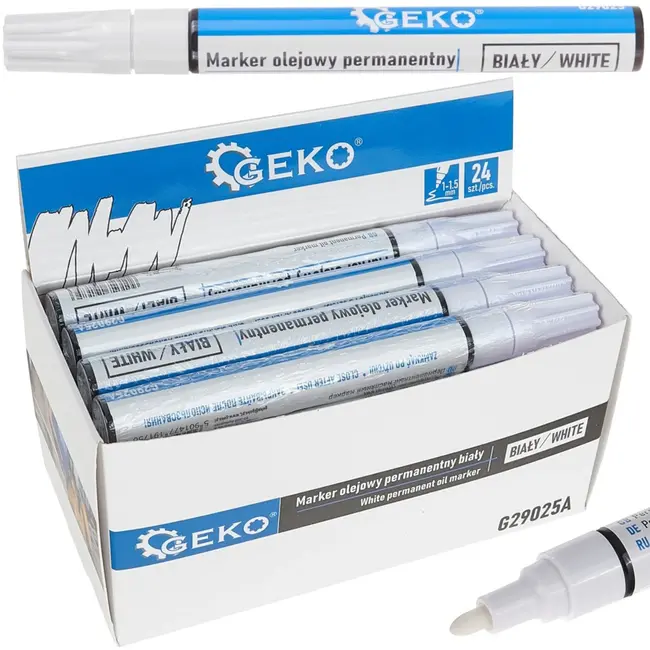 GEKO Witte permanente olieverf marker - duurzame dekking - veelzijdig gebruik - 24 stuks
