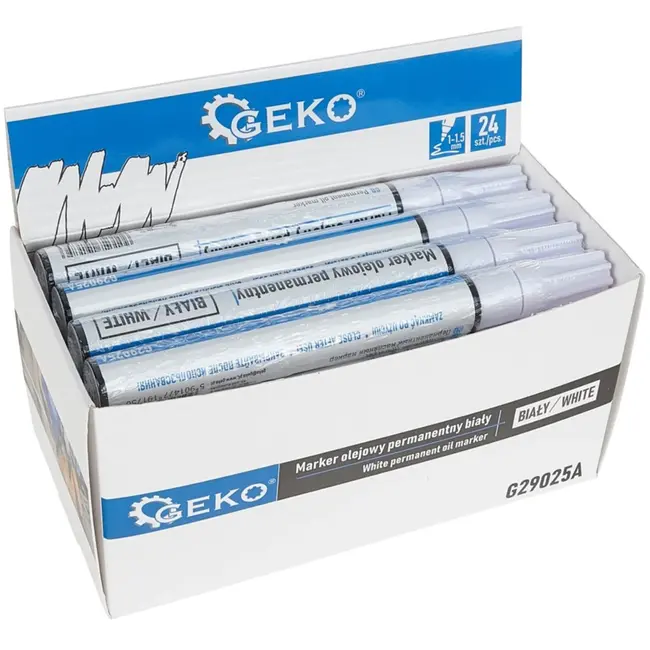 GEKO Witte permanente olieverf marker - duurzame dekking - veelzijdig gebruik - 24 stuks