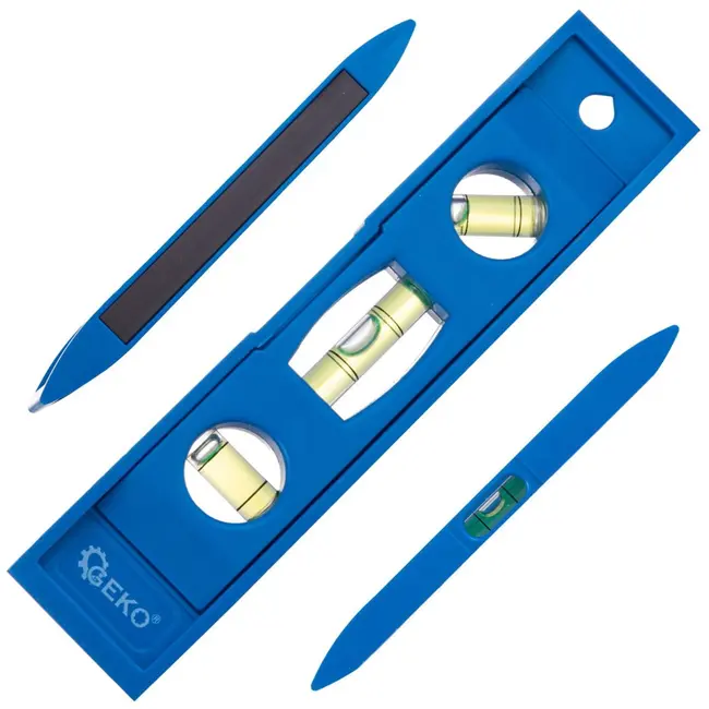 GEKO Compacte waterpas - Magnetisch - 3 bloklibellen - 15 cm - Blauw