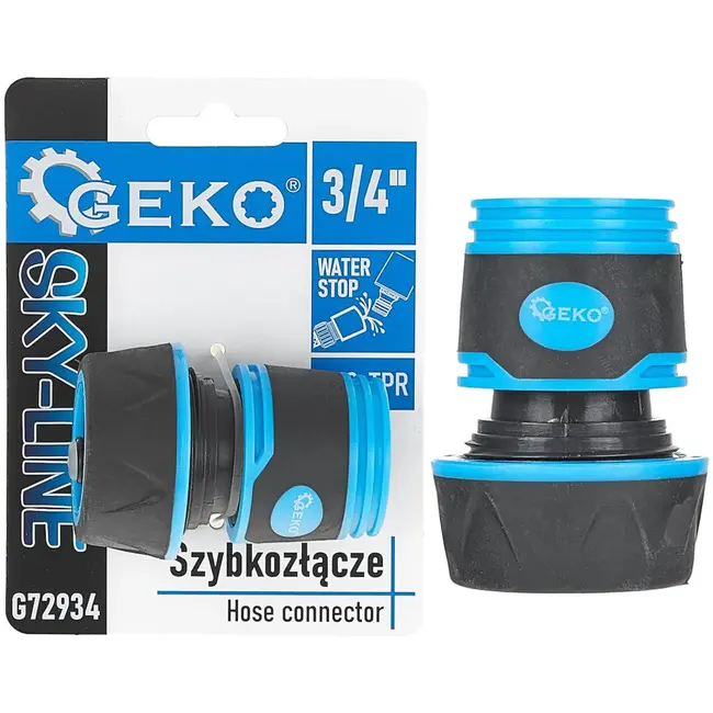 GEKO 3/4" waterstop slangconnector - waterdicht - rubberen grip - duurzaam kunststof