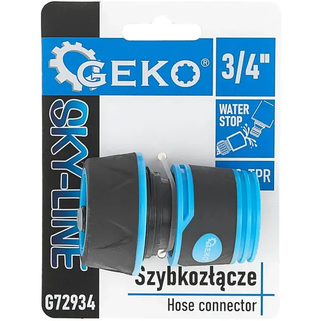 GEKO 3/4" waterstop slangconnector - waterdicht - rubberen grip - duurzaam kunststof