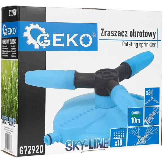 GEKO 3-armige roterende sproeier - Grote dekking - Weerbestendig kunststof - 10 meter straal