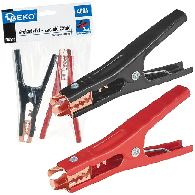 GEKO Boosterklemmen - 400A - Staal met koperen inzetstukken - Rood/Zwart - Set van 2