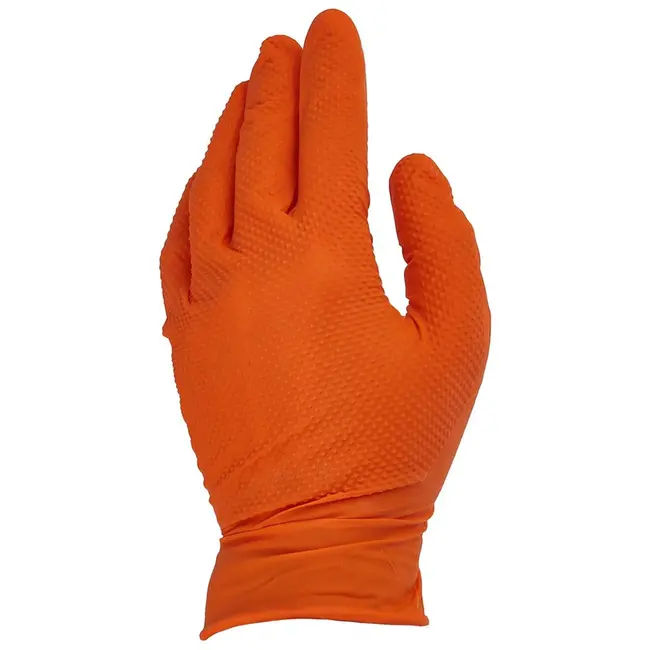 GEKO Nitrile handschoenen - stevige grip - 3D diamanttextuur - oranje - maat S - 50 stuks