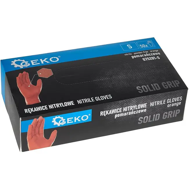 GEKO Nitrile handschoenen - stevige grip - 3D diamanttextuur - oranje - maat S - 50 stuks