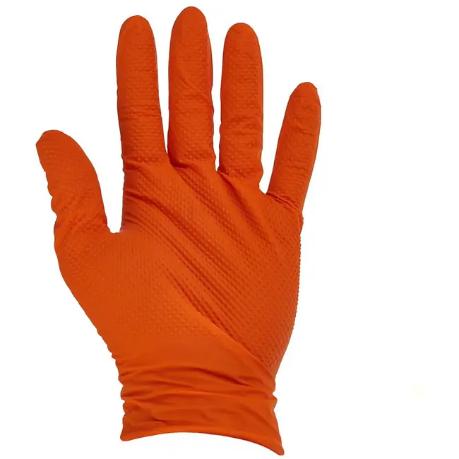GEKO Nitrile handschoenen - stevige grip - 3D textuur - maat L - oranje - 50 stuks