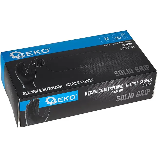 GEKO Nitrile handschoenen - stevige grip - zwart - maat M - 50 stuks