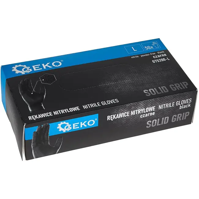 GEKO Nitrile handschoenen - stevige grip - zwart - maat L - 50 stuks