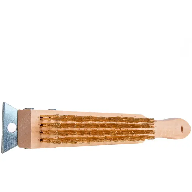 GEKO 4-rijen staalborstel met schraper - Roestverwijdering - Houten handvat - Compact ontwerp - 29,5 cm