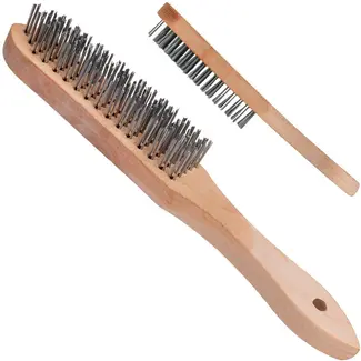 GEKO 5-rijen staalborstel - roestverwijdering - ergonomische houten greep - 13.5 x 2.5 cm werkoppervlak